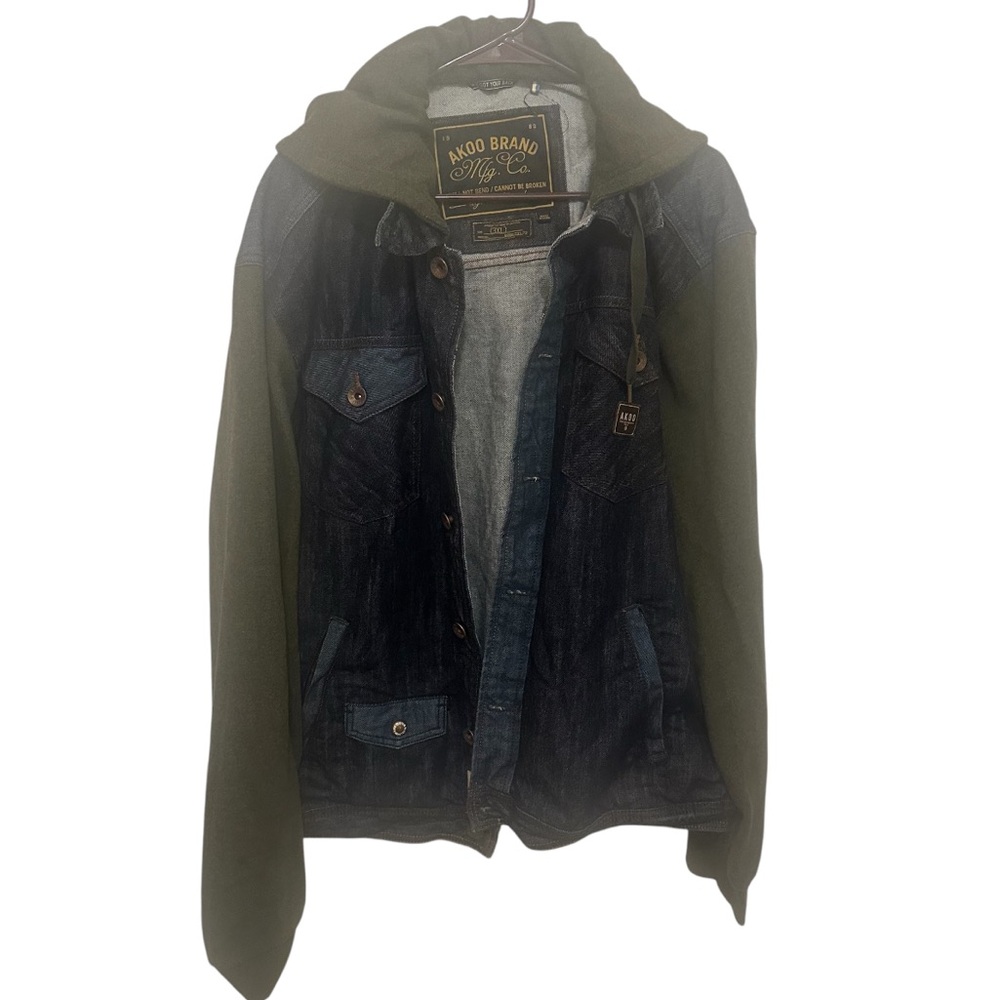 Akoo Brand Denim and Green Jacket preowned size 3XL